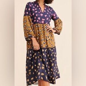 Vilagallo midi leopard print multi color dress